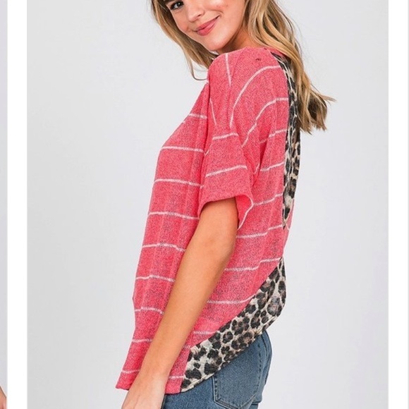 🌷CORAL ROSE CROSS OPEN BACK TOP - Picture 4 of 4